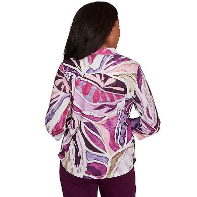 Women's Petite Alfred Dunner Abstract Floral Button Front Top