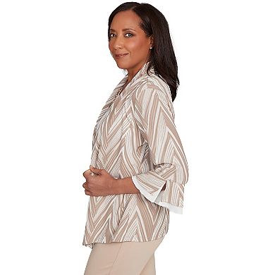 Women's Petite Exploded Chevron Two in One Top with Necklace