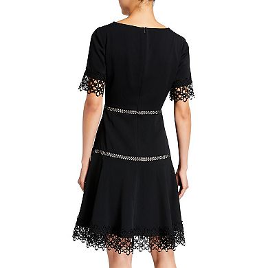 Women's Focus By Shani Fit & Flare Lace Crepe Dress