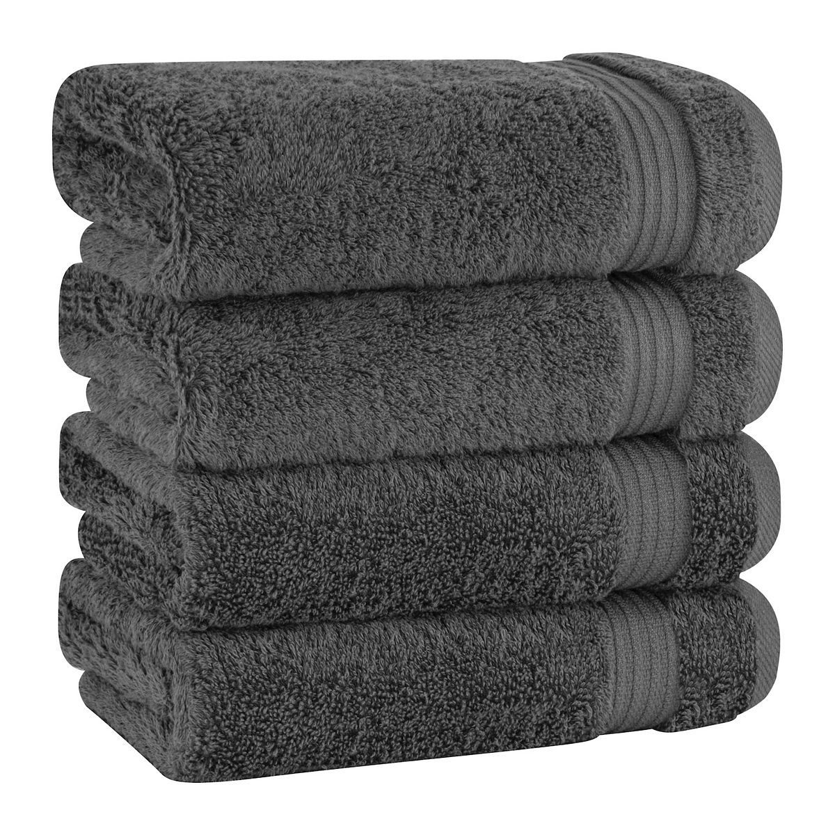 American Soft Linen Premium 4-Piece Solid Color Turkish Cotton Hand Towel Set - Dark Gray