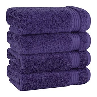 American Soft Linen Premium 4 pc Solid Color Turkish Cotton Hand Towel Set