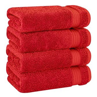 American Soft Linen Premium 4 pc Solid Color Turkish Cotton Hand Towel Set