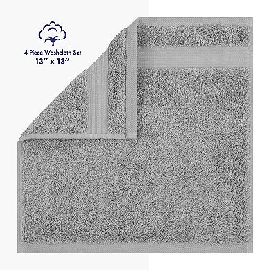 American Soft Linen Premium 4-Piece Solid Color Turkish Cotton Washcloth Set