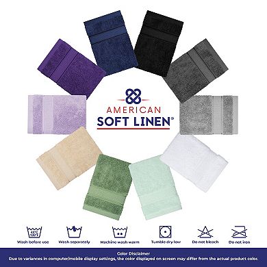 American Soft Linen Luxury Soft 4-Piece Solid Color Turkish Cotton Washcloth Set