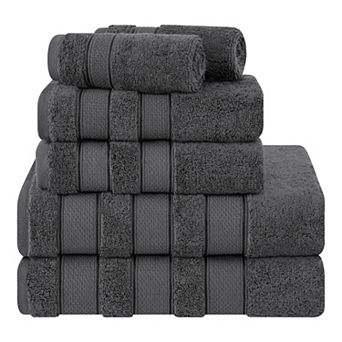 American Soft Linen Luxury Soft 6 pc Dark Gray Turkish Cotton Towel & Washcloth Set