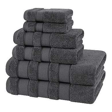American Soft Linen Luxury Soft 6-Piece Dark Gray Turkish Cotton Towel & Washcloth Set