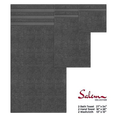 American Soft Linen Luxury Soft 6-Piece Dark Gray Turkish Cotton Towel & Washcloth Set