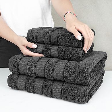 American Soft Linen Luxury Soft 6-Piece Dark Gray Turkish Cotton Towel & Washcloth Set