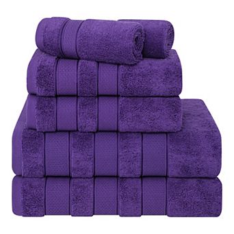 American Soft Linen Luxury Soft 6 pc Purple Turkish Cotton Towel & Washcloth Set