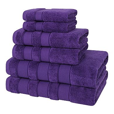 American Soft Linen Luxury Soft 6-Piece Purple Turkish Cotton Towel & Washcloth Set