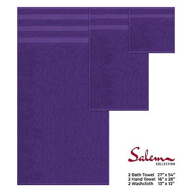 American Soft Linen Luxury Soft 6-Piece Purple Turkish Cotton Towel & Washcloth Set