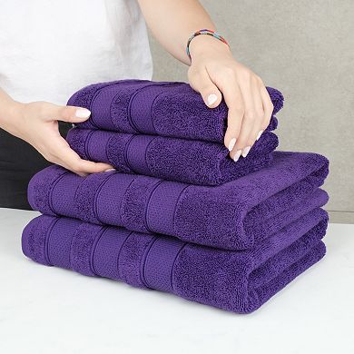 American Soft Linen Luxury Soft 6-Piece Purple Turkish Cotton Towel & Washcloth Set