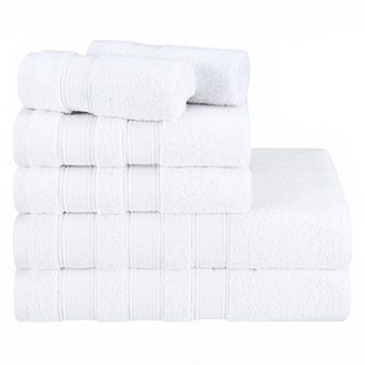 American Soft Linen Luxury Soft 6 pc White Turkish Cotton Towel & Washcloth Set