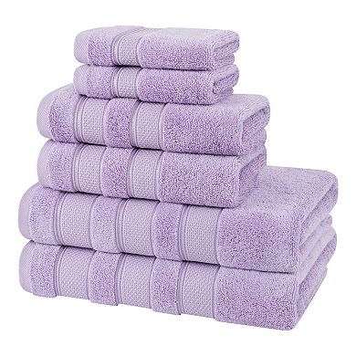 American Soft Linen Luxury Soft 6-Piece Lilac Turkish Cotton Towel & Washcloth Set