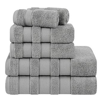 American Soft Linen Luxury Soft 6 pc Light Grey Turkish Cotton Towel & Washcloth Set