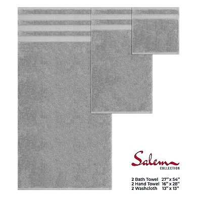 American Soft Linen Luxury Soft 6-Piece Light Grey Turkish Cotton Towel & Washcloth Set