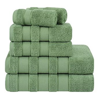 American Soft Linen Luxury Soft 6 pc Sage Green Turkish Cotton Towel & Washcloth Set