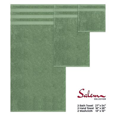 American Soft Linen Luxury Soft 6-Piece Sage Green Turkish Cotton Towel & Washcloth Set