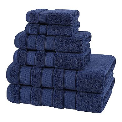 American Soft Linen Luxury Soft 6-Piece Navy Turkish Cotton Towel & Washcloth Set