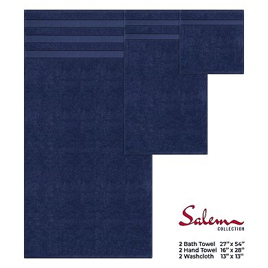 American Soft Linen Luxury Soft 6-Piece Navy Turkish Cotton Towel & Washcloth Set