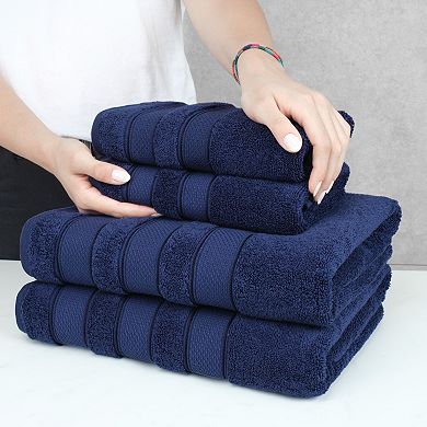 American Soft Linen Luxury Soft 6-Piece Navy Turkish Cotton Towel & Washcloth Set