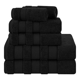 American Soft Linen Luxury Soft 6 pc Black Turkish Cotton Towel & Washcloth Set