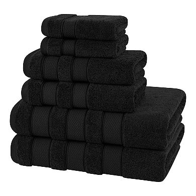 American Soft Linen Luxury Soft 6-Piece Black Turkish Cotton Towel & Washcloth Set