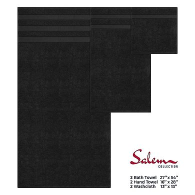 American Soft Linen Luxury Soft 6-Piece Black Turkish Cotton Towel & Washcloth Set