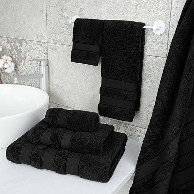 American Soft Linen Luxury Soft 6-Piece Black Turkish Cotton Towel & Washcloth Set