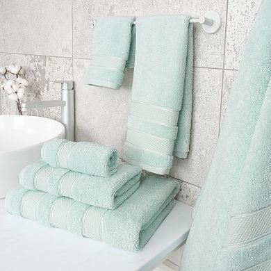 American Soft Linen Luxury Soft 6-Piece Mint Turkish Cotton Towel & Washcloth Set