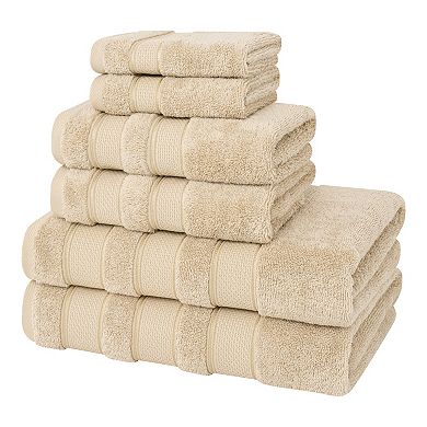American Soft Linen Luxury Soft 6-Piece Beige Turkish Cotton Towel & Washcloth Set