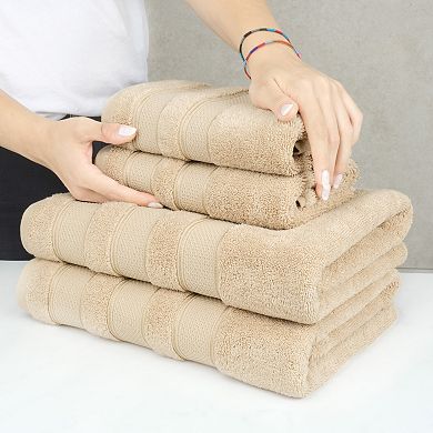 American Soft Linen Luxury Soft 6-Piece Beige Turkish Cotton Towel & Washcloth Set
