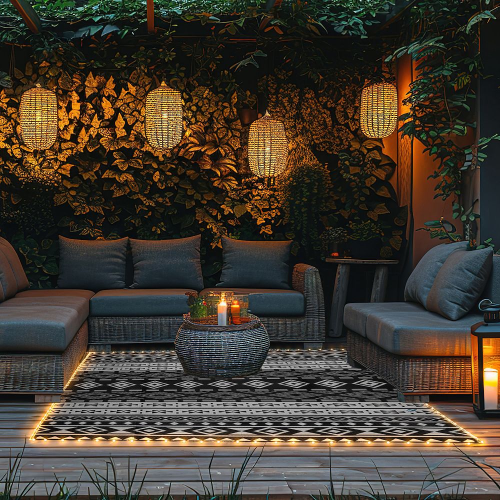 Pure Garden 8-ft. x 10-ft. Geometric LED Outdoor Rug