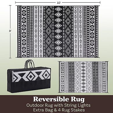 Pure Garden 8-ft. x 10-ft. Geometric LED Outdoor Rug