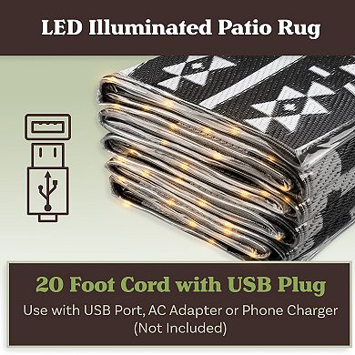 Pure Garden 8-ft. x 10-ft. Geometric LED Outdoor Rug
