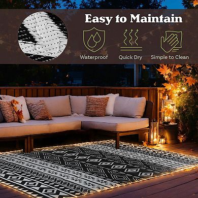 Pure Garden 8-ft. x 10-ft. Geometric LED Outdoor Rug