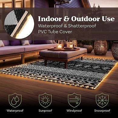 Pure Garden 8-ft. x 10-ft. Geometric LED Outdoor Rug