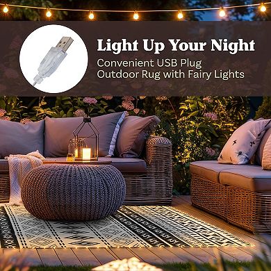 Pure Garden 8-ft. x 10-ft. Geometric LED Outdoor Rug