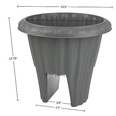 Pure Garden 13.5-in. Round Flower Planter with Drainage Insert Outdoor Planter