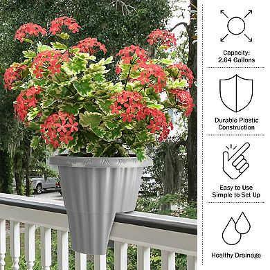 Pure Garden 13.5-in. Round Flower Planter with Drainage Insert Outdoor Planter