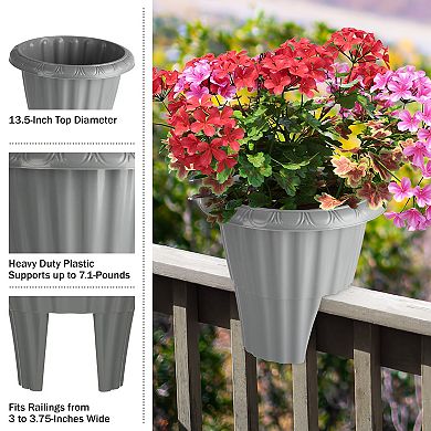 Pure Garden 13.5-in. Round Flower Planter with Drainage Insert Outdoor Planter