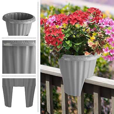 Pure Garden 13.5-in. Round Flower Planter with Drainage Insert Outdoor Planter