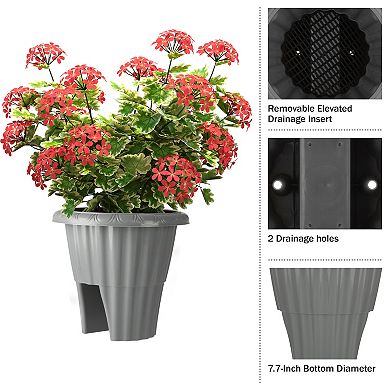 Pure Garden 13.5-in. Round Flower Planter with Drainage Insert Outdoor Planter