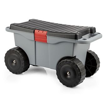 Pure Garden Grey Rolling Garden Storage Cart with Seat