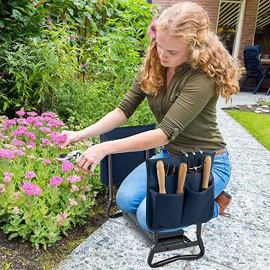 Pure Garden Blue Foldable Garden Kneeler Stool