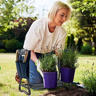 Pure Garden Blue Foldable Garden Kneeler Stool