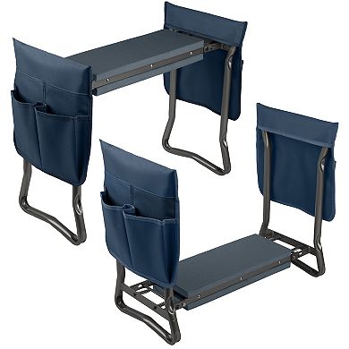 Pure Garden Blue Foldable Garden Kneeler Stool