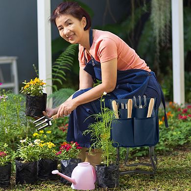Pure Garden Blue Foldable Garden Kneeler Stool