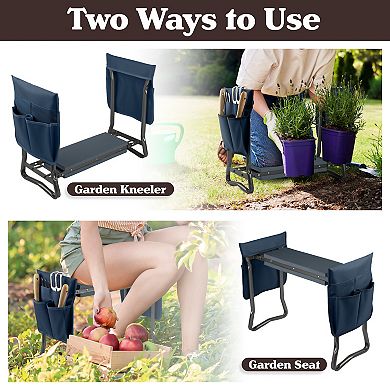 Pure Garden Blue Foldable Garden Kneeler Stool