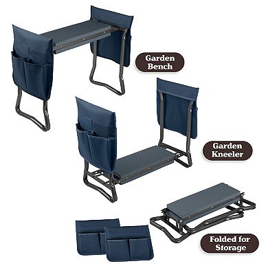 Pure Garden Blue Foldable Garden Kneeler Stool